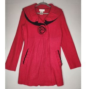 Vintage Mandal Bay wool blend Coat Small pleated shawl collar Slit side‎ pockets